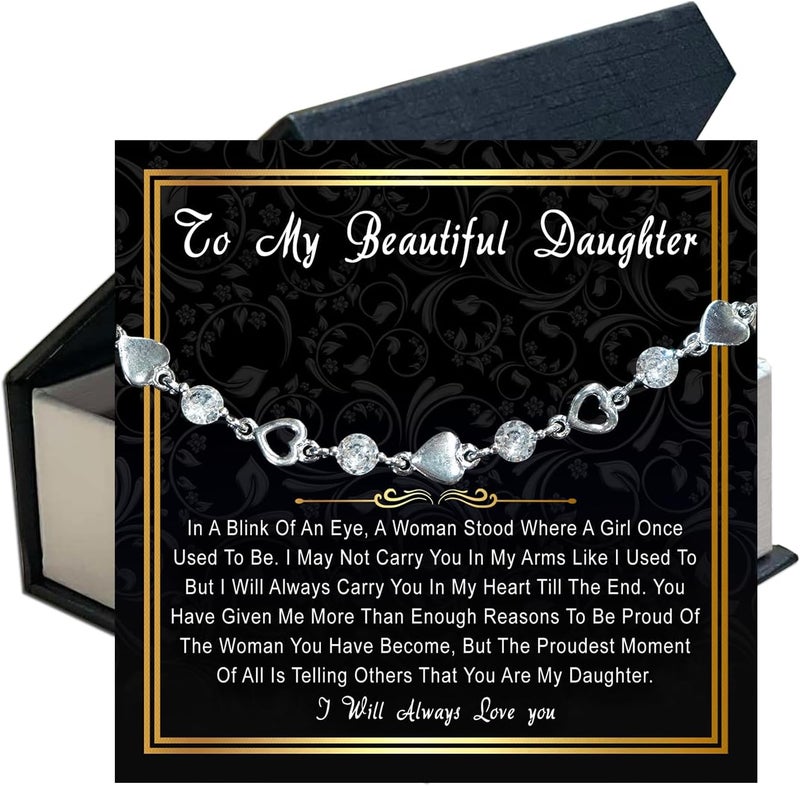 CALLA DECORGIFTS To My Daughter Bracelet From Mom And Dad With Heartfelt Message & Elegant Box, Valentines Gifts For Daughter, Jewelry Gift For Daughter From Mother and Father On Birthday, Graduation - Image 1